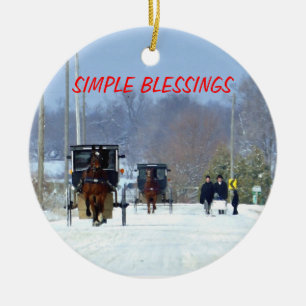Home From Church on Christmas Day Ceramic Tree Decoration