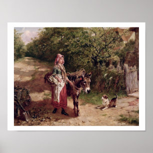 Home from Market (oil on canvas) Poster
