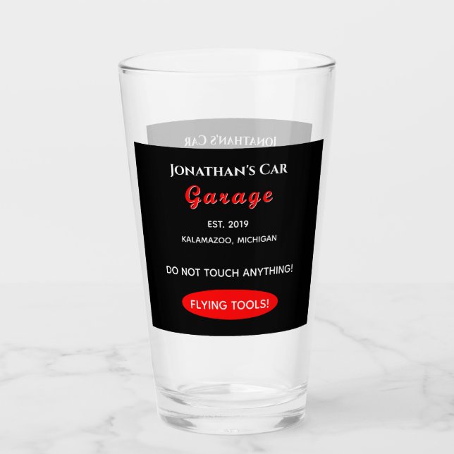 Home Garage Car Mechanic Glass Pint Beer Drinking (Front)