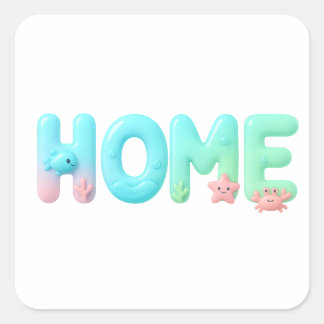 HOME Glossy Pastel Ocean Word Square Sticker