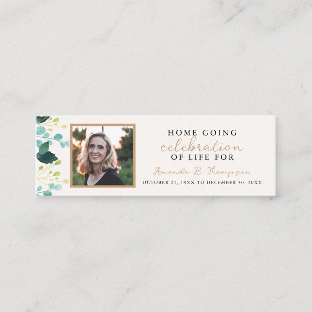 Home Going Celebration of Life Funeral Bookmark Mini Business Card (Front)