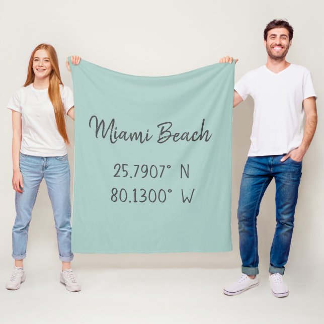 Home GPS Coordinates Longitude Latitude Miami   Fleece Blanket (In Situ)