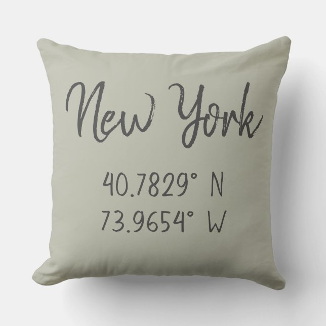 Home GPS Coordinates Longitude Latitude New York   Cushion (Front)