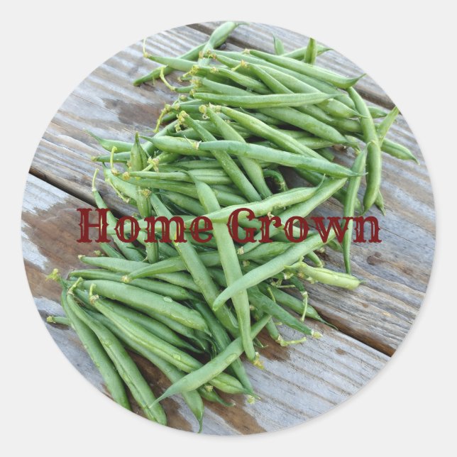 Home Grown Green Beans Classic Round Sticker (Front)