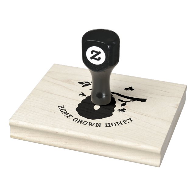 Home Grown Honey Bee Hive Rubber Stamp (Stamp)