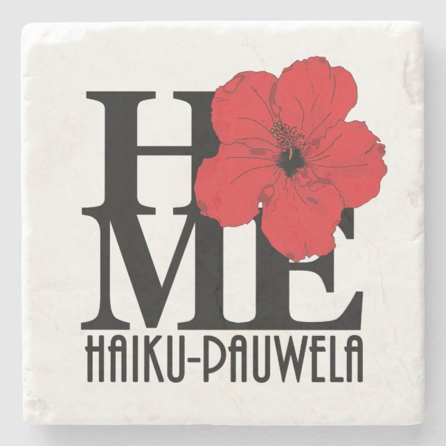HOME Haiku-Pauwela Red Hibiscus Stone Coaster (Front)