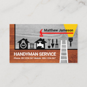 Home Handyman Tools Border On Wood Business Card
