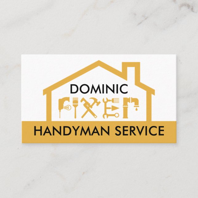 Home Handyman Tools Building Business Card (Front)
