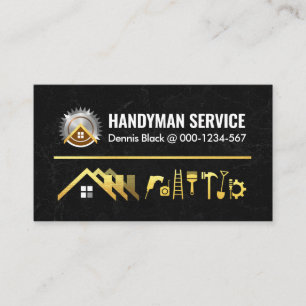 Home Handyman Tools On Black Marble Business Card