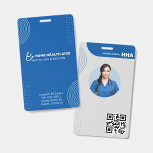 Home Health Aide ID Badge Photo QR Code Modern