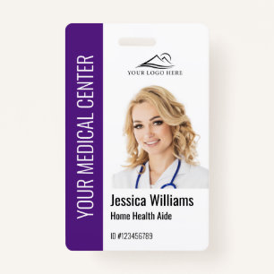 Home Health Aide Medical Photo ID Purple ID Badge