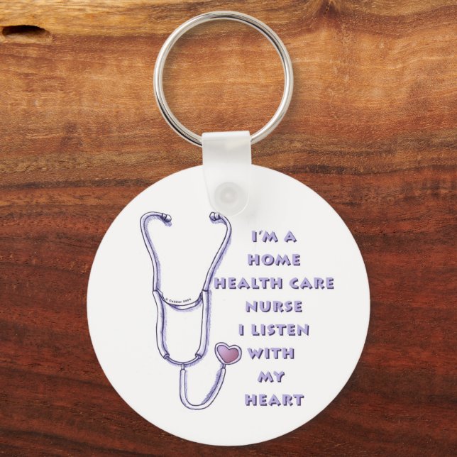 Home Health Care Nurse Heart Key Ring (Front)