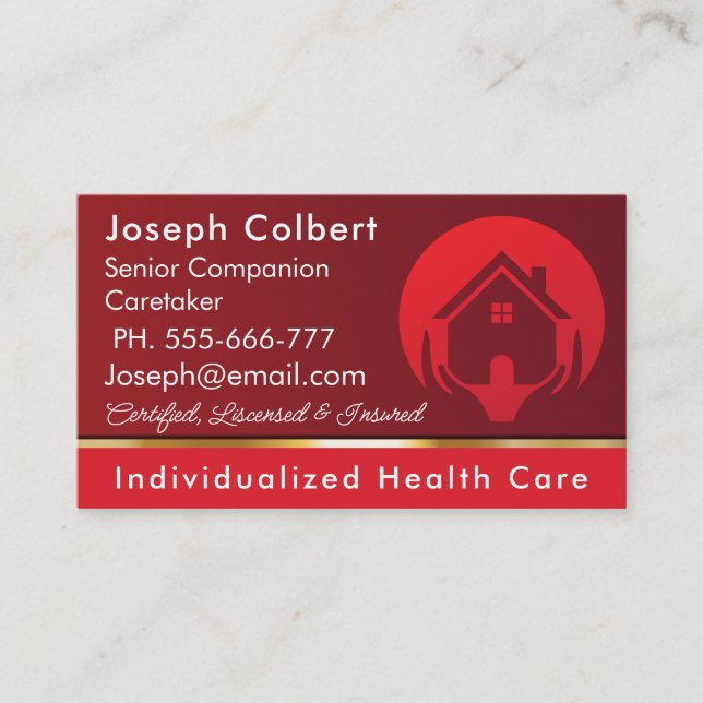 Home Health Caregiver Business Cards (Front)