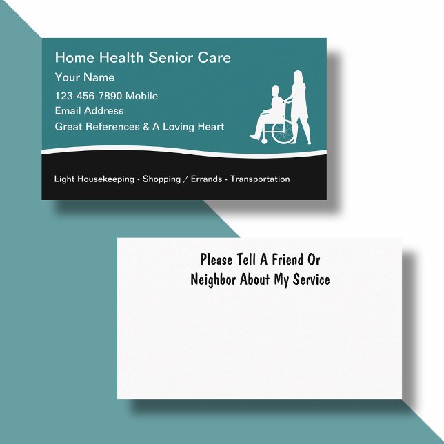 Home Health Nurse Caregiver Modern Business Cards (Creator Uploaded)