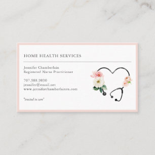 Home Health Nurse Floral Stethoscope Business Card