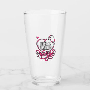 Home Health Nurse Pink Stethoscope Shirt Design_1 Glass