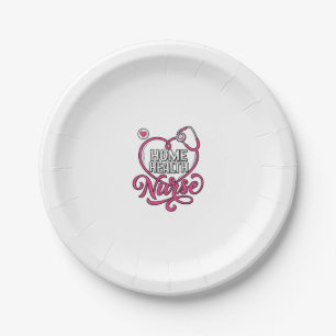 Home Health Nurse Pink Stethoscope Shirt Design_1 Paper Plate
