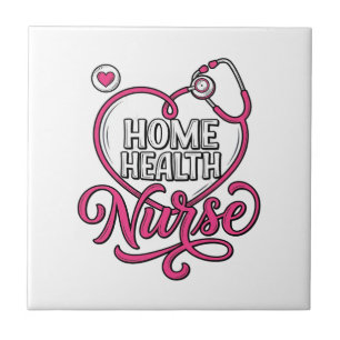 Home Health Nurse Pink Stethoscope Shirt Design_1 Tile