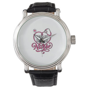 Home Health Nurse Pink Stethoscope Shirt Design_1 Watch