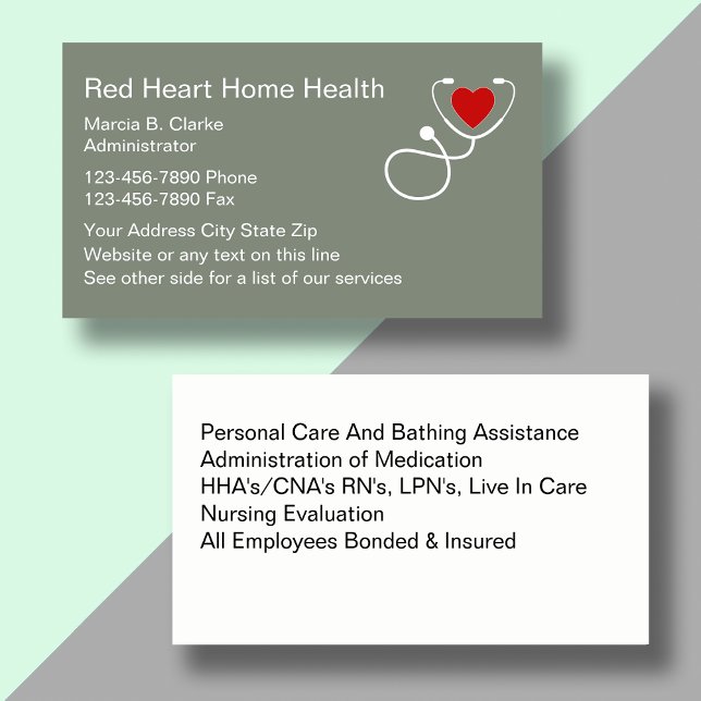 Home Health Nursing Services Business Card (Creator Uploaded)