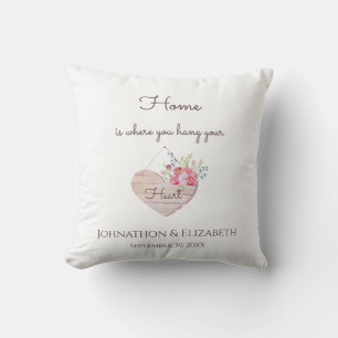 Home Heart Floral Wedding Couple Cushion
