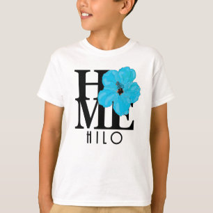 HOME Hilo Hawaii Blue Hibiscus T-Shirt