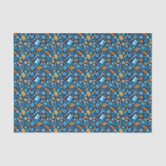 Home Hobby Sewing Craft Paper Collage Pattern Blue (Front)