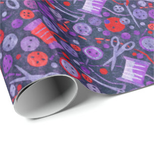 Home Hobby Sewing Paper Collage Pattern Blue Red