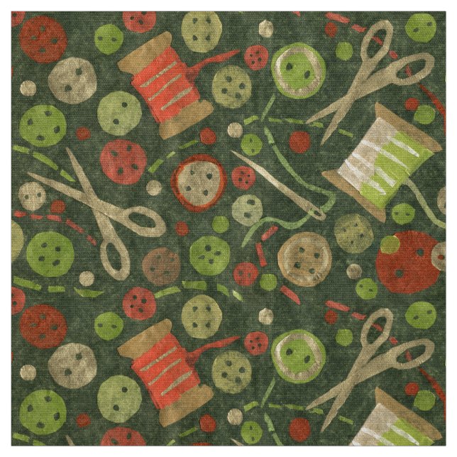 Home Hobby Sewing Supplies Collage Pattern Green Fabric (Swatch)