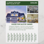 Home House For Sale By Owner Flyer Tear Off Strips<br><div class="desc">Selling or renting out your house or apartment? This custom flyer is perfect for posting on community bulletin boards to help get the word out. This flyer is ready to be customised with your own text and 3 photos of your home. There's a space to add your own headline, property...</div>