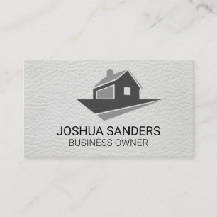 Home Icon   White Leather Business Card