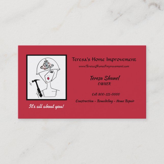 "Home Improvement and Construction" DIVA  Business Card (Front)