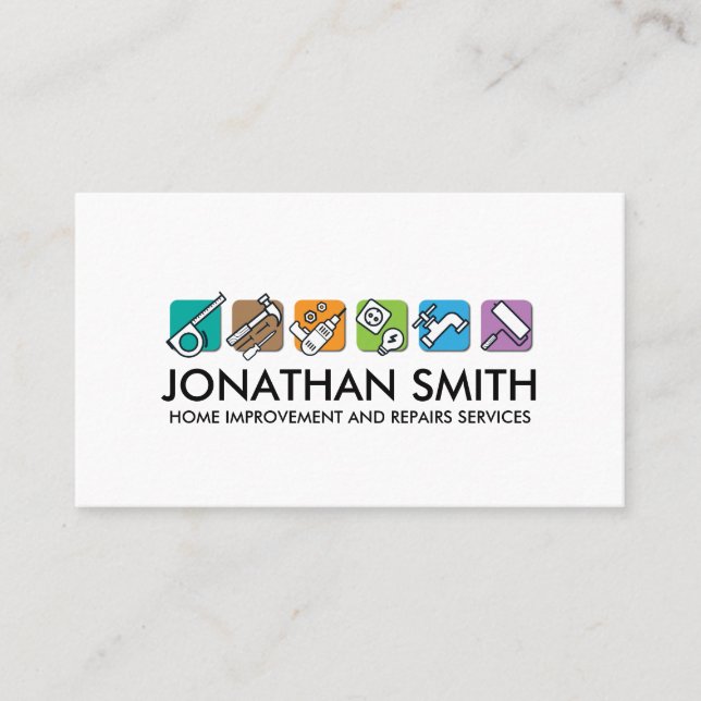 Home improvement and repair handyman services business card (Front)