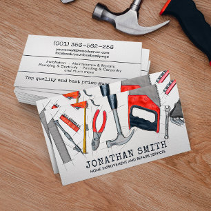 Home improvement and repair handyman services business card