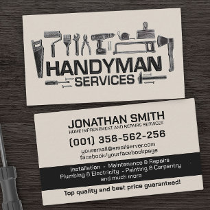 Home improvement and repair handyman services business card
