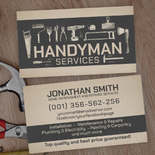 Home improvement and repair handyman services business card