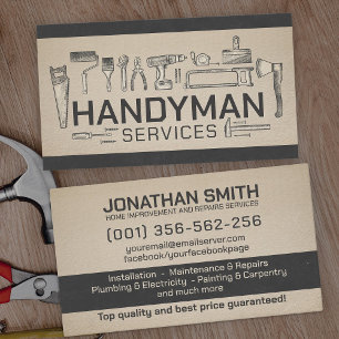 Home improvement and repair handyman services business card