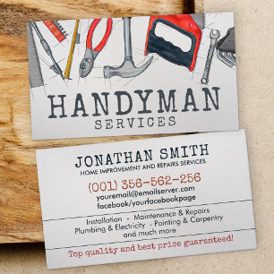 Home improvement and repair handyman services business card