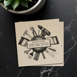 Home improvement and repair handyman services square business card