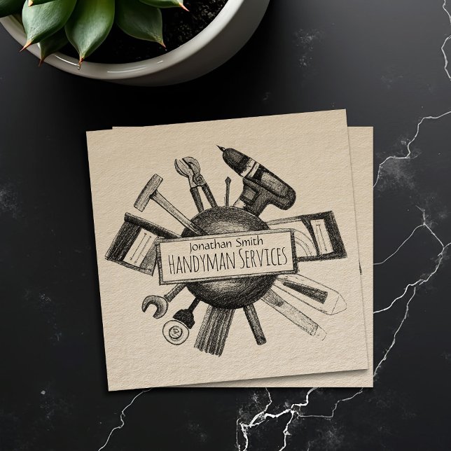Home improvement and repair handyman services square business card (Creator Uploaded)