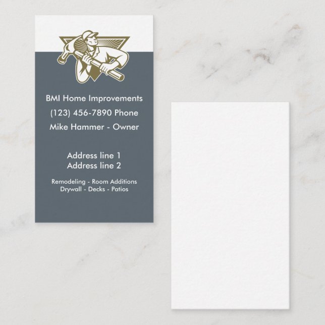Home Improvement Construction Business Card (Front/Back)