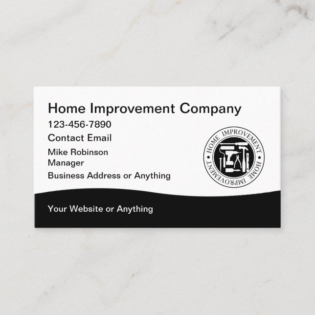 Home Improvement Modern Construction Business Card (Front)
