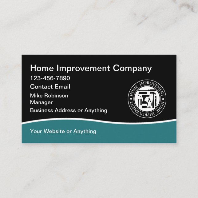 Home Improvement Modern Construction Business Card (Front)