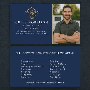 Home Improvement Photo Navy Blue Business Card