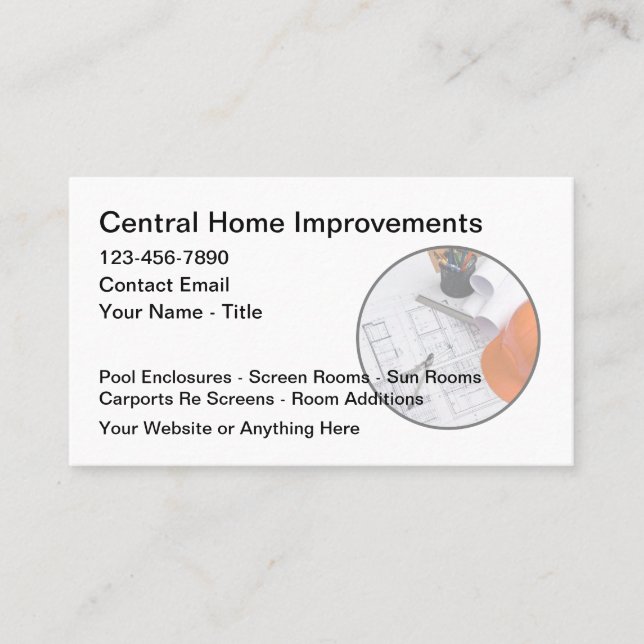 Home Improvements Theme Business Cards (Front)