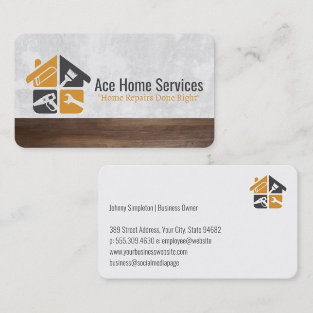 Home Improvment Tools | General Contractor  Business Card (Front/Back)