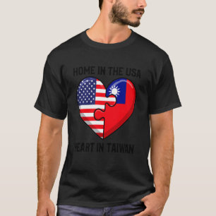 Home in The USA Heart in Taiwan Dual Roots Love T-Shirt