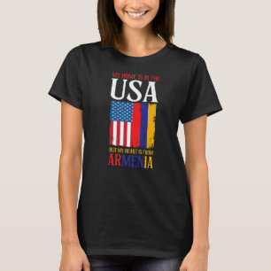 Home In USA Heart From Armenia Patriotic Armenian T-Shirt