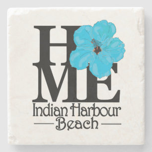 HOME Indian Harbour Beach Blue Hibiscus Stone Coaster