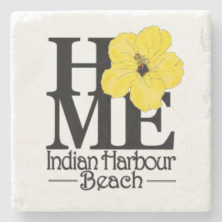 HOME Indian Harbour Beach Yellow Hibiscus Stone Coaster